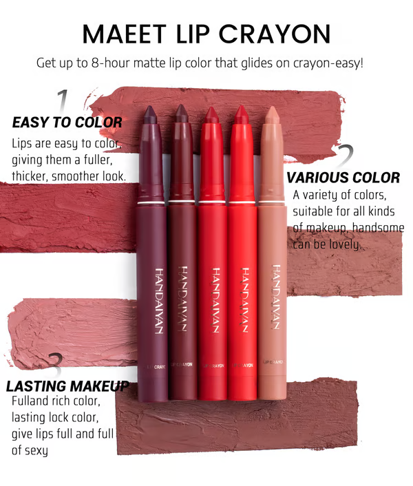 💄Say Goodbye to Smudges! 💄 Rotating Matte Lipstick Pencils – Long-Lasting, Sharpenable & On Sale Now!